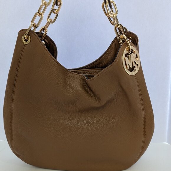 NWT Michael Kors "Fulton" Large Leather Shoulder Tote in Color Acorn. - Picture 1 of 10
